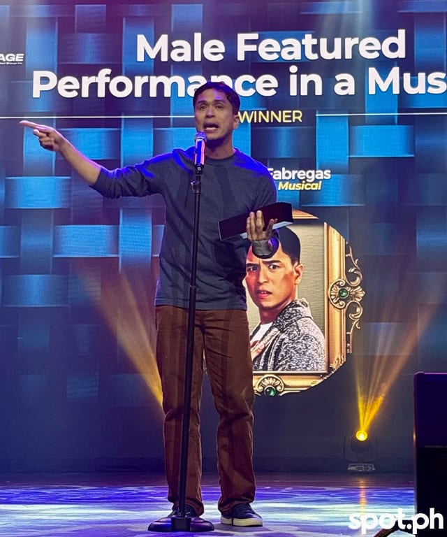 Topper Fabregas takes home the Gawad Buhay! for Male Featured Performance in a Musical